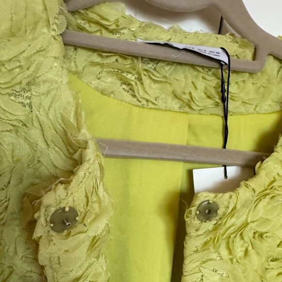 NWT Zara Lime Green Floral Texture Jacket Size S - Picture 7 of 7